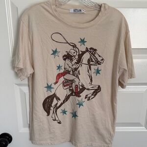 LETLUV Cream Graphic Short Sleeve Tee